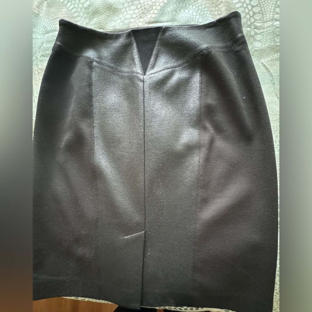 Black faux leather panel front skirt